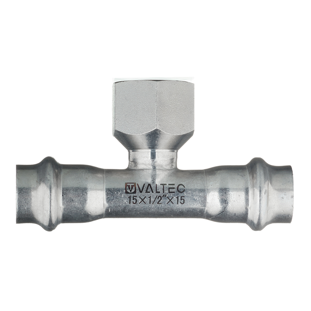 Тройник Valtec 15 мм х 1/2 ВР(г) х 15 мм нержавеющая сталь (VTi.932.I.150415)