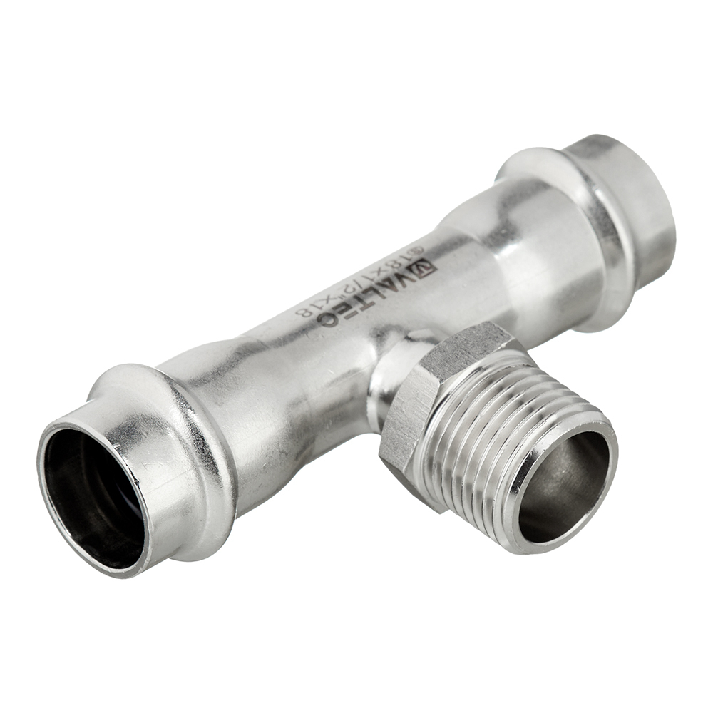 Тройник Valtec 18 мм х 1/2 НР(ш) х 18 мм нержавеющая сталь (VTi.933.I.180418)