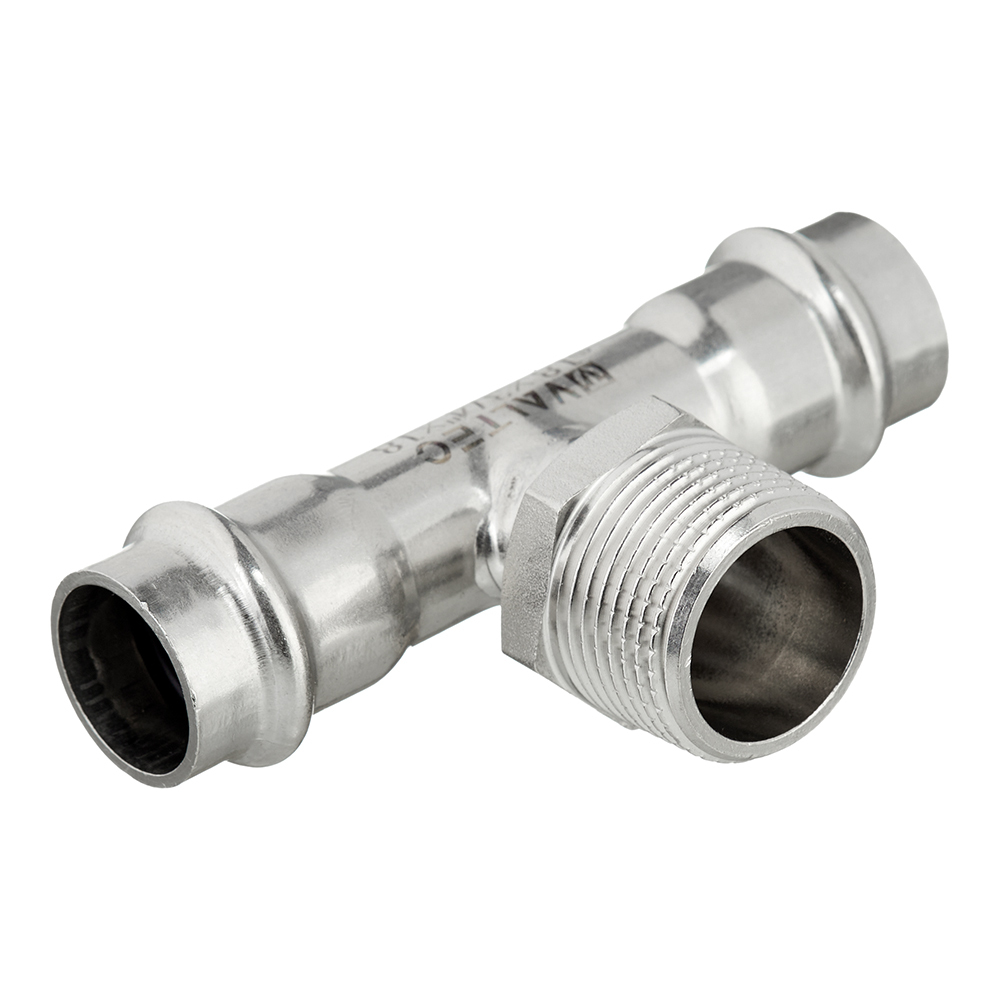 Тройник Valtec 18 мм х 3/4 НР(ш) х 18 мм нержавеющая сталь (VTi.933.I.180518)