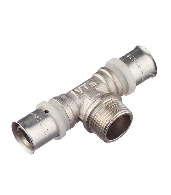 Тройник Valtec 20(пресс) х 3/4 НР(ш) х 20(пресс) (VTm.233.N.200520)