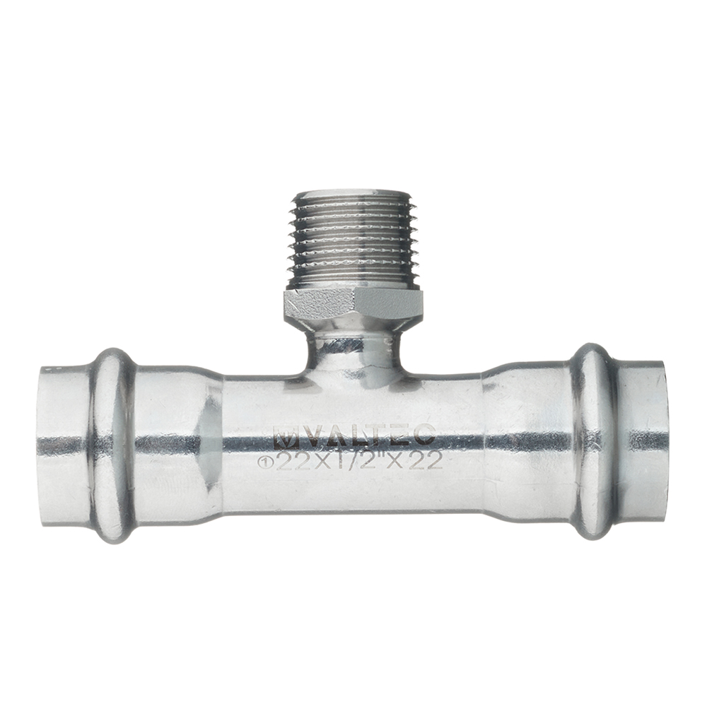 Тройник Valtec 22 мм х 1/2 НР(ш) х 22 мм нержавеющая сталь (VTi.933.I.220422)