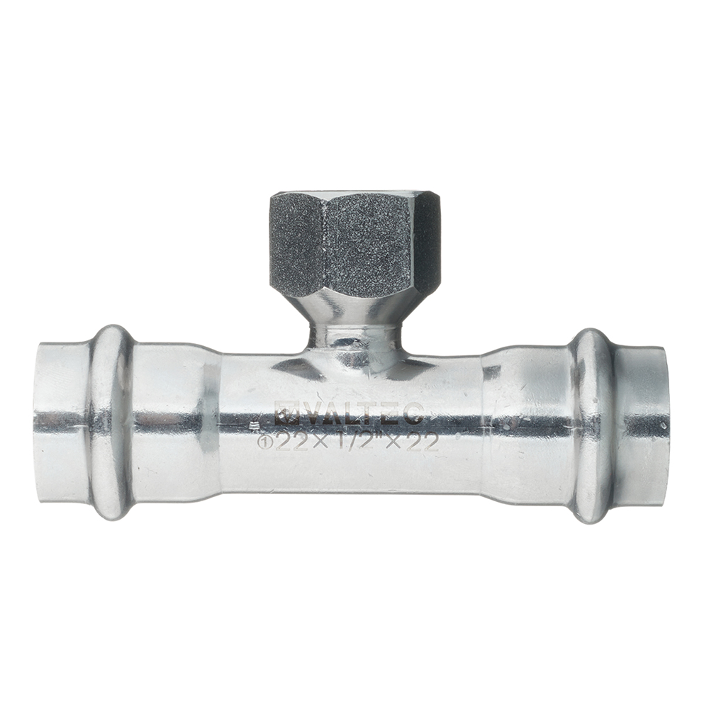 Тройник Valtec 22 мм х 1/2 ВР(г) х 22 мм нержавеющая сталь (VTi.932.I.220422)