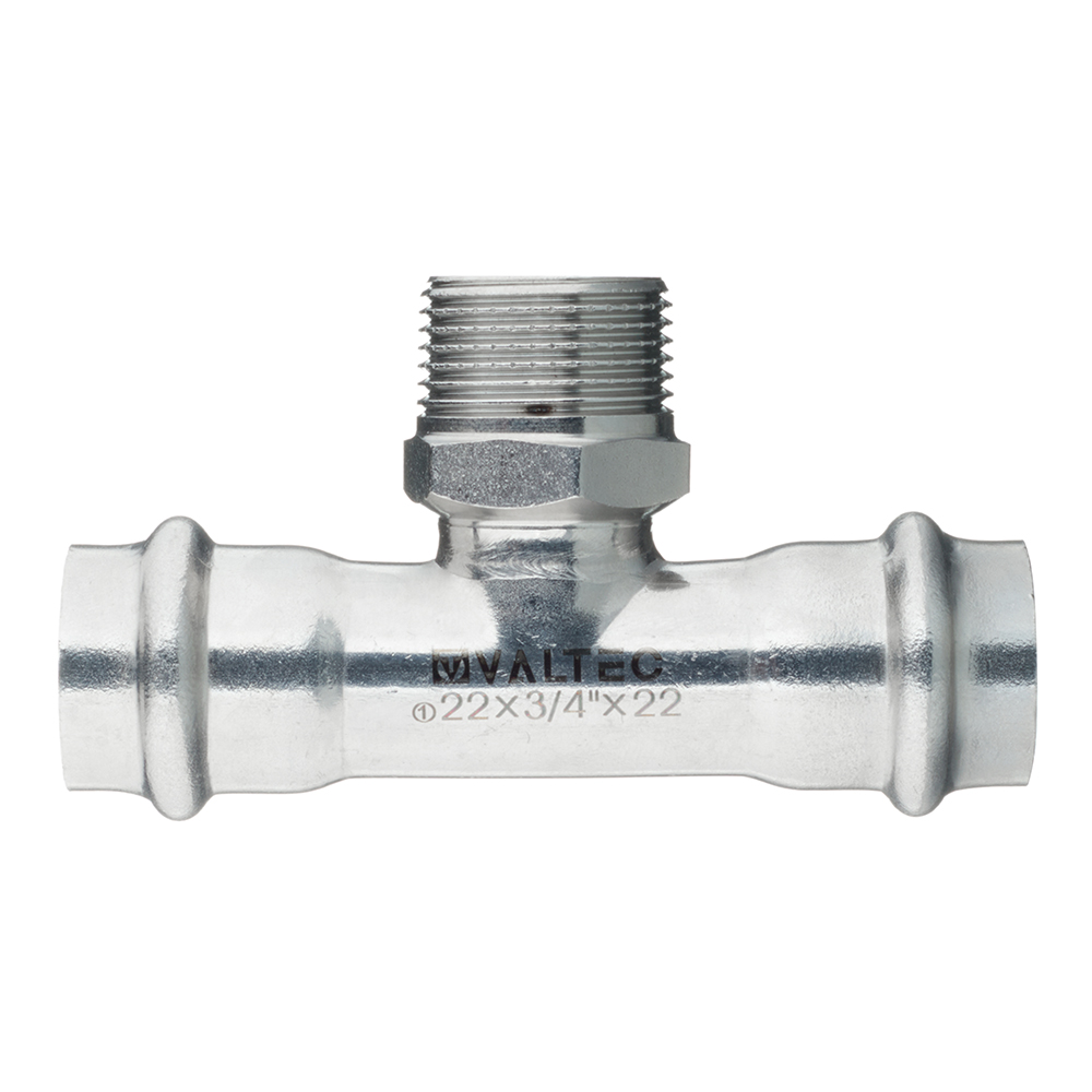 Тройник Valtec 22 мм х 3/4 НР(ш) х 22 мм нержавеющая сталь (VTi.933.I.220522)