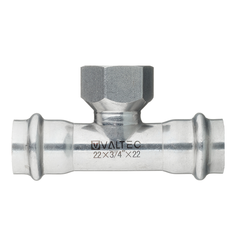 Тройник Valtec 22 мм х 3/4 ВР(г) х 22 мм нержавеющая сталь (VTi.932.I.220522)