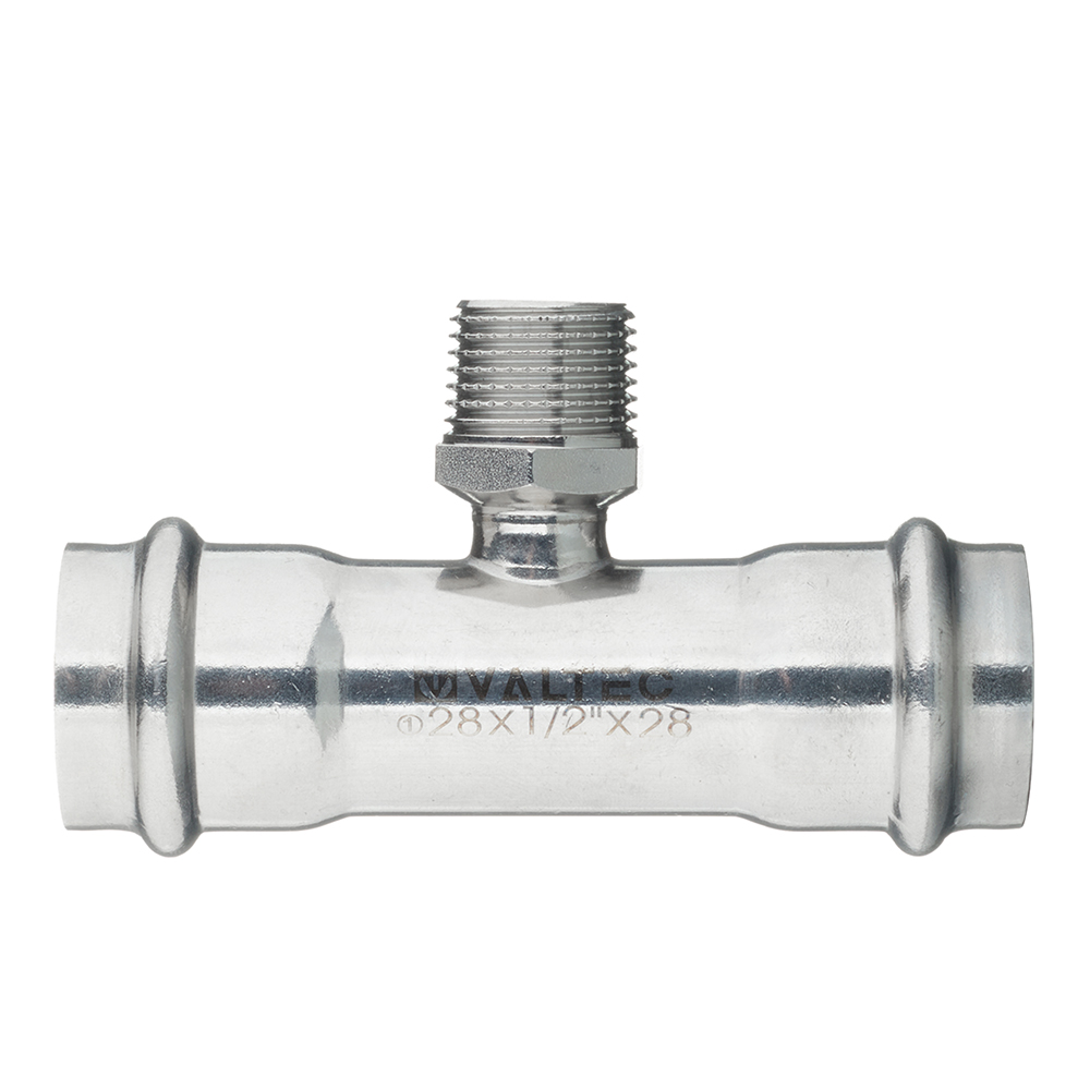 Тройник Valtec 28 мм х 1/2 НР(ш) х 28 мм нержавеющая сталь (VTi.933.I.280428)