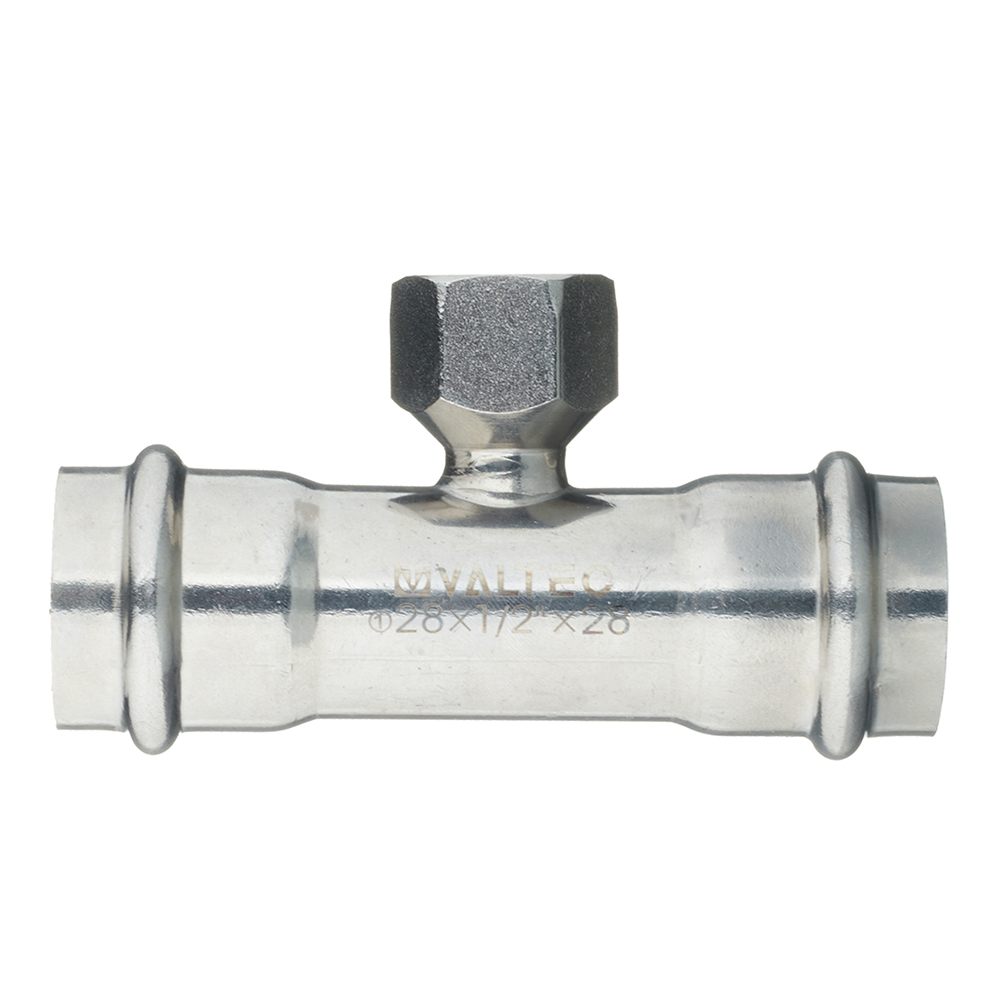 Тройник Valtec 28 мм х 1/2 ВР(г) х 28 мм нержавеющая сталь (VTi.932.I.280428)