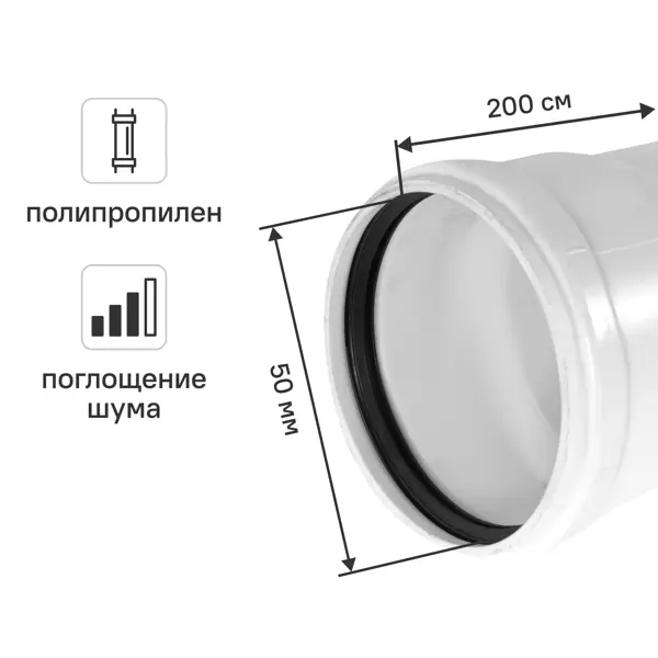Труба для внутренней канализации малошумная Equation 50x1.8 мм 2 м полипропилен ST500053WEQ