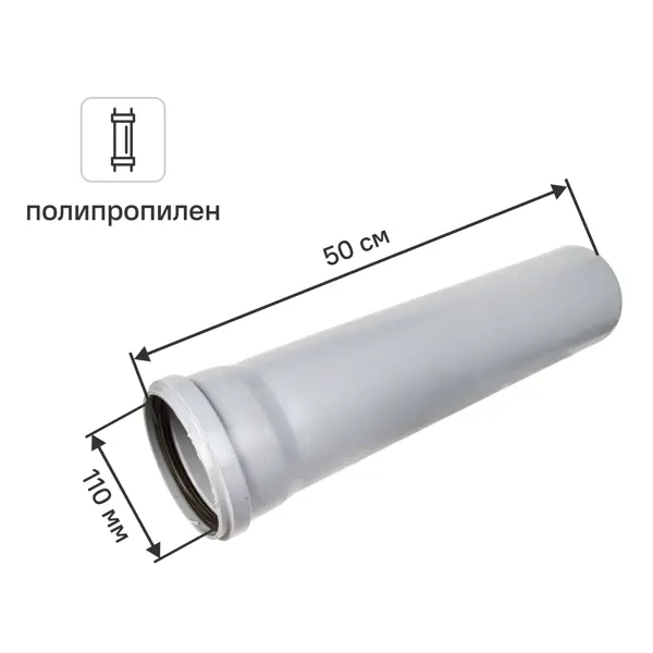 Труба для внутренней канализации Политэк 110x2.7 мм 0.5 м полипропилен 111050