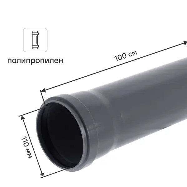 Труба для внутренней канализации Политэк 110x2.7 мм 1 м полипропилен 111100