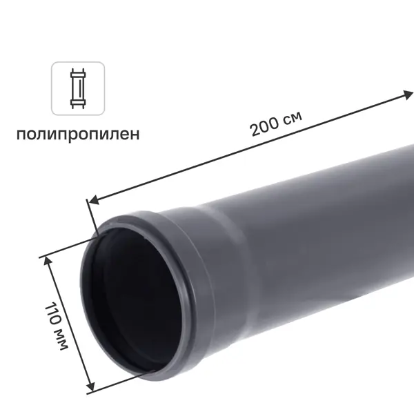 Труба для внутренней канализации Политэк 110x2.7 мм 2 м полипропилен