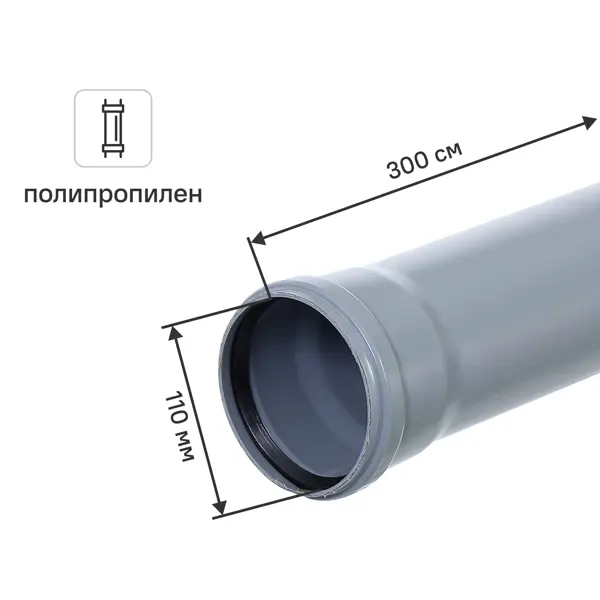 Труба для внутренней канализации Политэк 110x2.7 мм 3 м полипропилен 111300