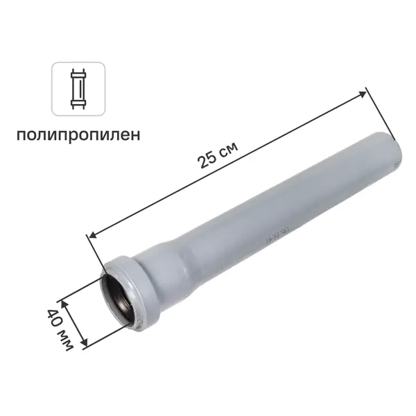Труба для внутренней канализации Политэк 40x1.8 мм 0.25 м полипропилен 114025