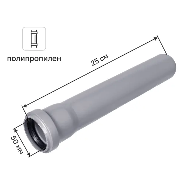 Труба для внутренней канализации Политэк 50x1.8 мм 0.25 м полипропилен 115025