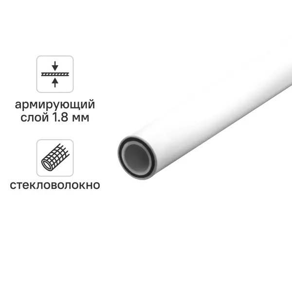 Труба полипропиленовая Aqua армированная стекловолокном 40x5.5 мм SDR 7.4 PN 20 2 м