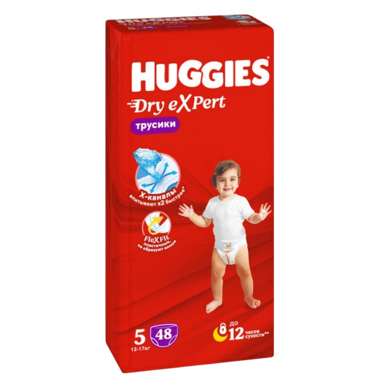 Трусики-подгузники Huggies Dry eXpert 5/XL, 12-17 кг, 48 шт