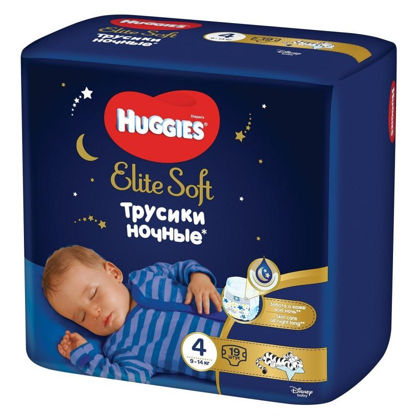Трусики-подгузники Huggies Elite Soft №4 9-14 кг ночные 19 шт