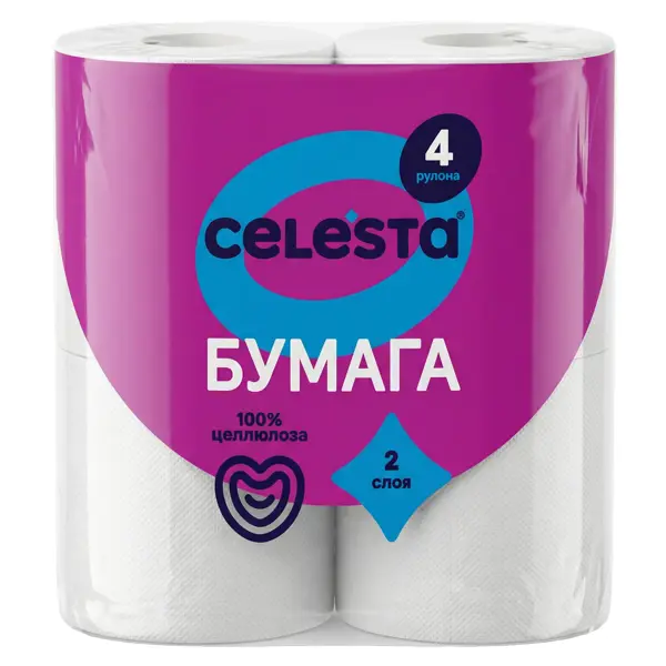Туалетная бумага Celesta 2-х слойная 4 рулона