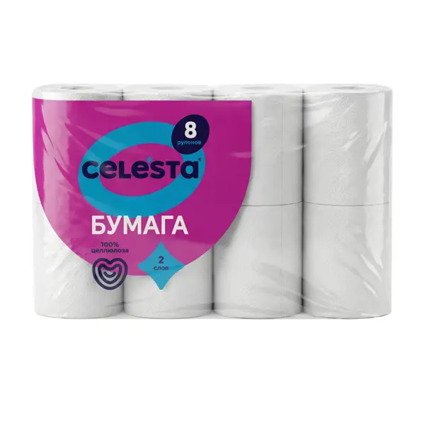 Туалетная бумага Celesta 2-х слойная 8 рулонов