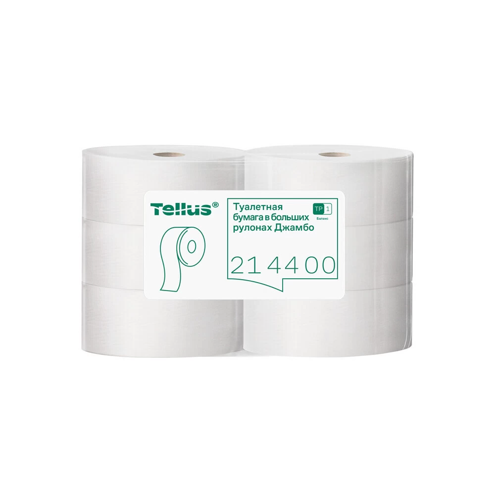 Туалетная бумага Tellus ТР-1 Баланс в больших рулонах Джамбо 750 м (6 шт.) (214400)