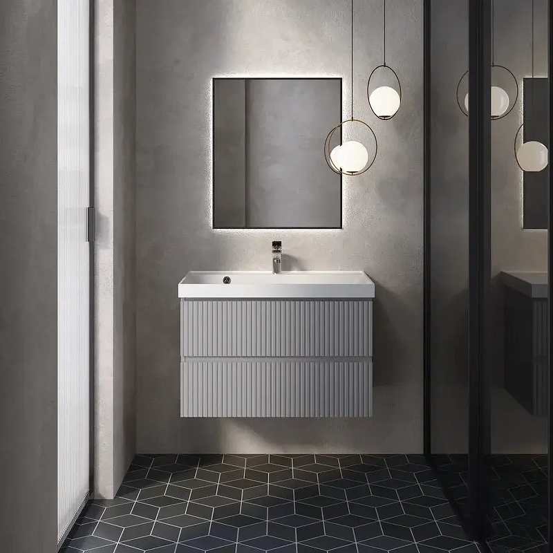 Тумба под раковину AQUAme S1 80 AQM900180GM подвесная цвет Серый