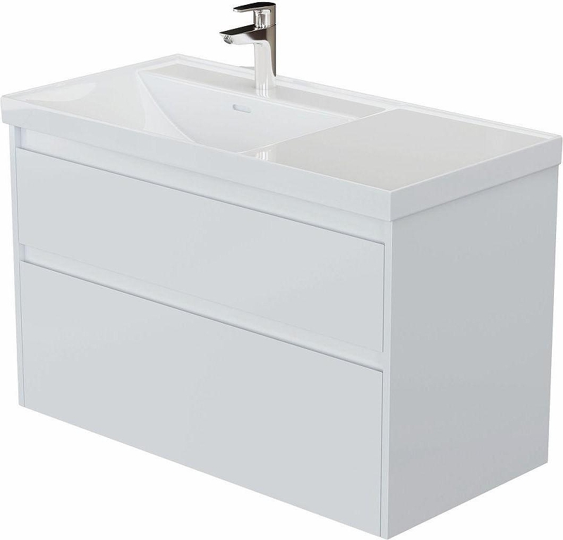 Тумба под раковину Aquanet Nova Lite 2.0 100 L 346313 подвесная цвет Белый глянец