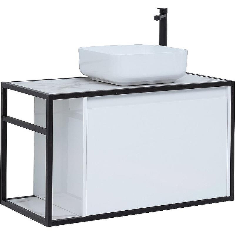 Тумба под раковину Aquanet Nova Lite Loft 90 R 261651 подвесная Белый глянец