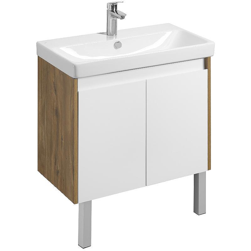 Тумба под раковину Aquaton Сканди Doors 80 1A282901SDZ90 Белый глянец Дуб рустикальный