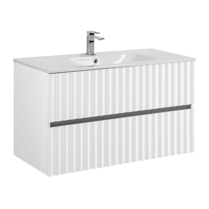Тумба под раковину Art&Max Elegant 100 AM-ELEGANT-1000-2C-SO-BL-LED-P подвесная цвет Белый глянец