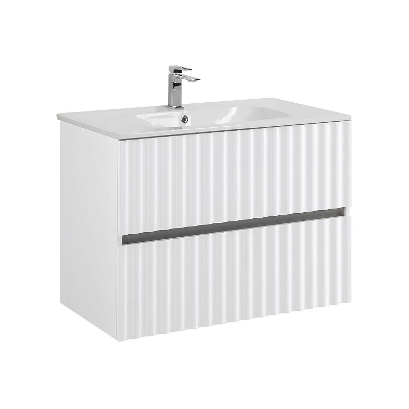 Тумба под раковину Art&Max Elegant 80 AM-ELEGANT-800-2C-SO-BL-LED-P подвесная цвет Белый глянец
