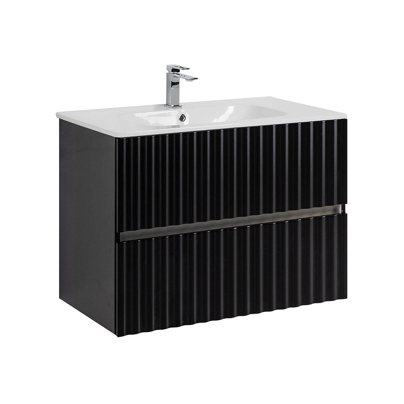 Тумба под раковину Art&Max Elegant 80 AM-ELEGANT-800-2C-SO-NM-LED подвесная цвет Черный матовый
