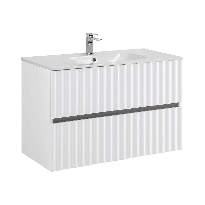 Тумба под раковину Art&Max Elegant 90 AM-ELEGANT-900-2C-SO-BL-LED-P подвесная цвет Белый глянец