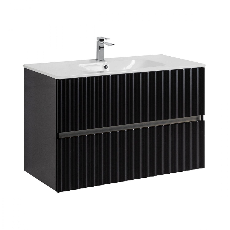 Тумба под раковину Art&Max Elegant 90 AM-ELEGANT-900-2C-SO-NM-LED подвесная цвет Черный матовый