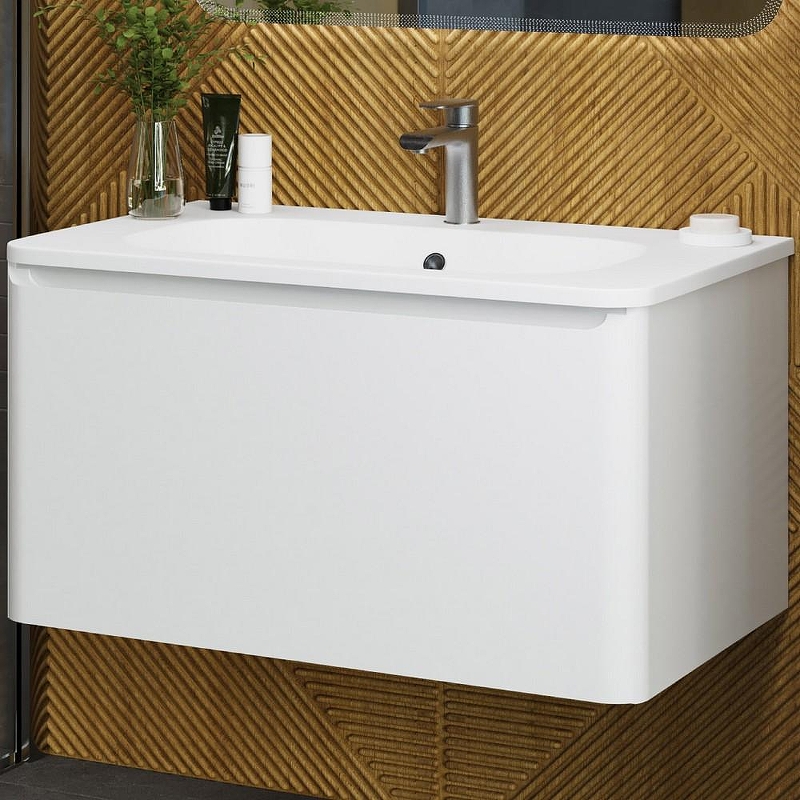 Тумба под раковину Art&Max Sanremo 80 AM-Sanremo-800-1C-SO-BL подвесная Белая глянцевая