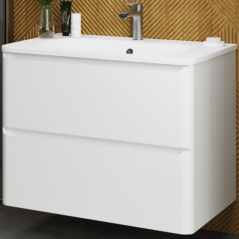 Тумба под раковину Art&Max Sanremo 80 AM-Sanremo-800-2C-SO-BL подвесная Белая глянцевая