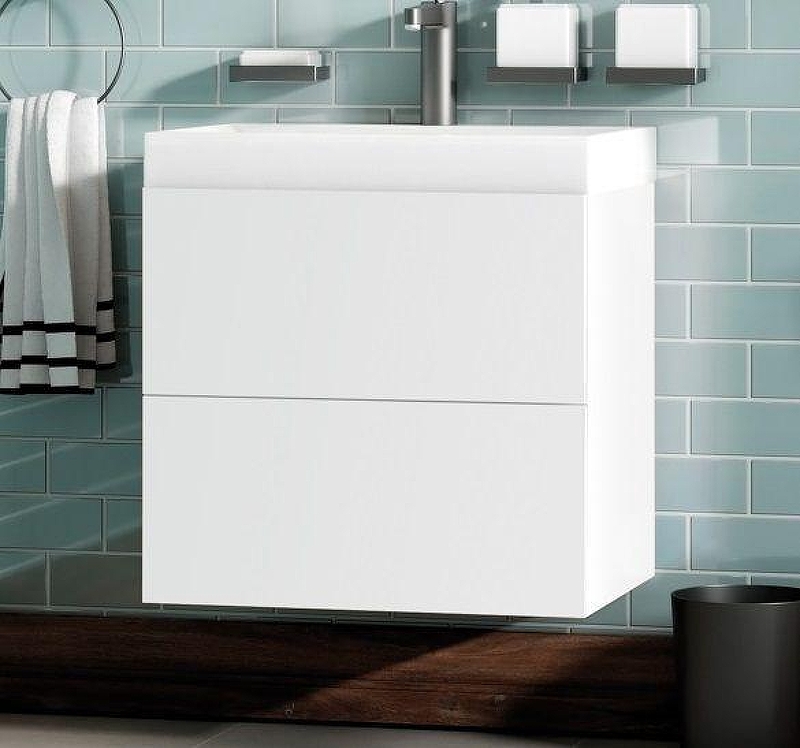 Тумба под раковину Art&Max Verona Push 60 AM-Verona-Push-600-2C-SO-BI-TS подвесная цвет Белый матовый с тиснением