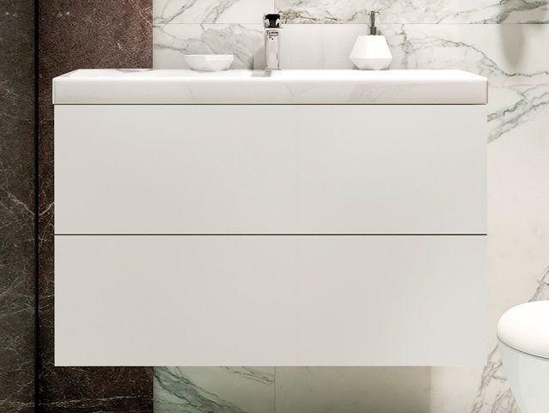 Тумба под раковину Art&Max Verona Push 80 AM-Verona-Push-800-2C-SO-BI-TS подвесная цвет Белый матовый с тиснением