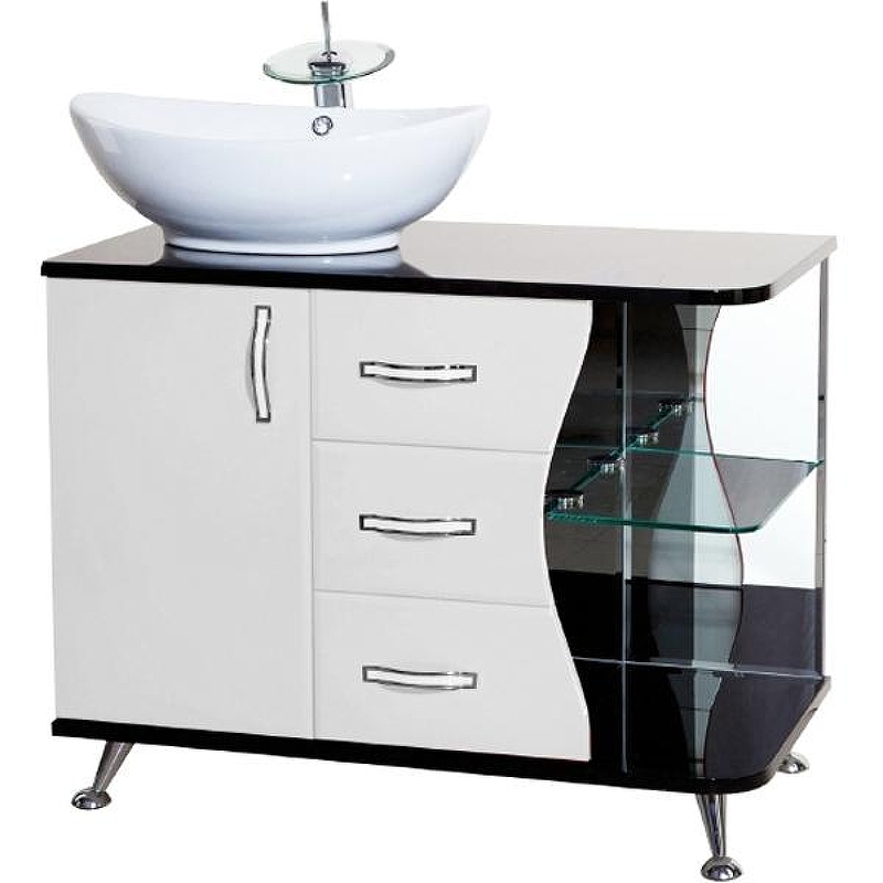 Тумба под раковину Bellezza Рио 90 L 4633615142269 Черная Белая