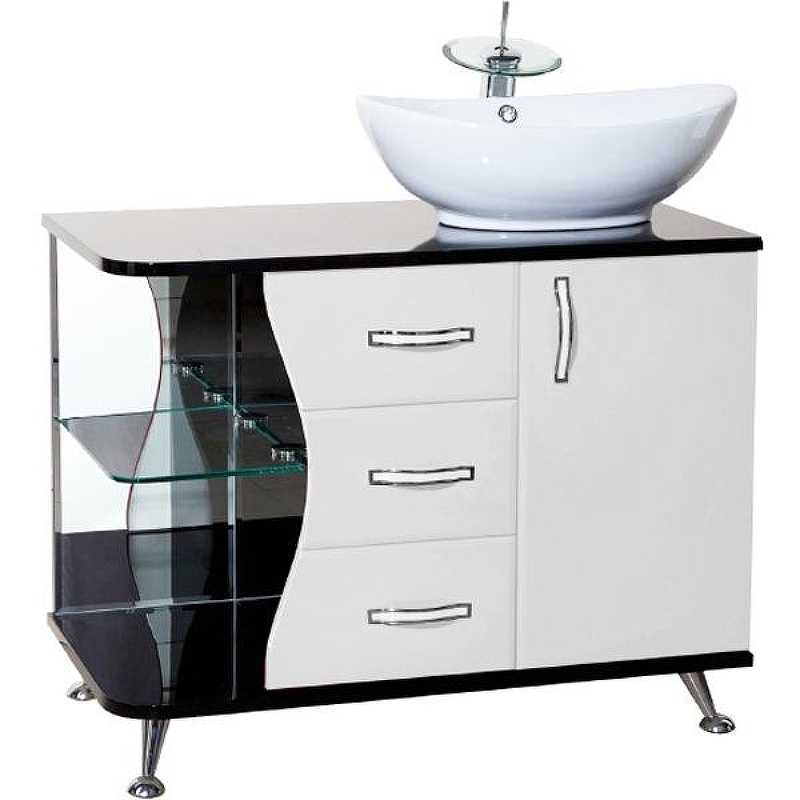 Тумба под раковину Bellezza Рио 90 R 4633615141262 Черная Белая