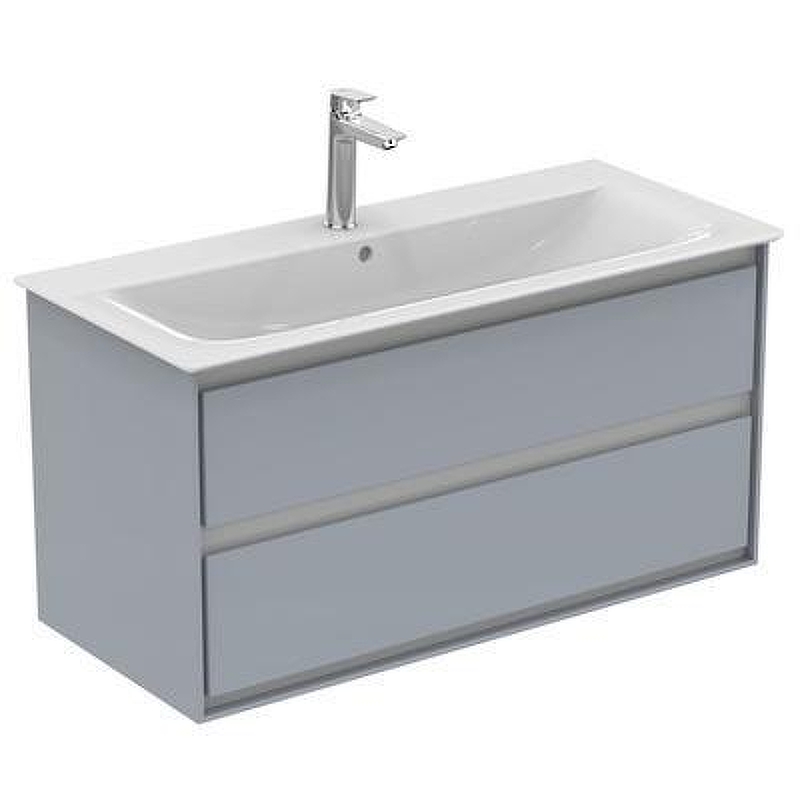 Тумба под раковину Ideal Standard Connect Air 100 E0821EQ подвесная цвет Glossy Light Grey + Matt White (Светло-серый глянцевый + Белый матовый)