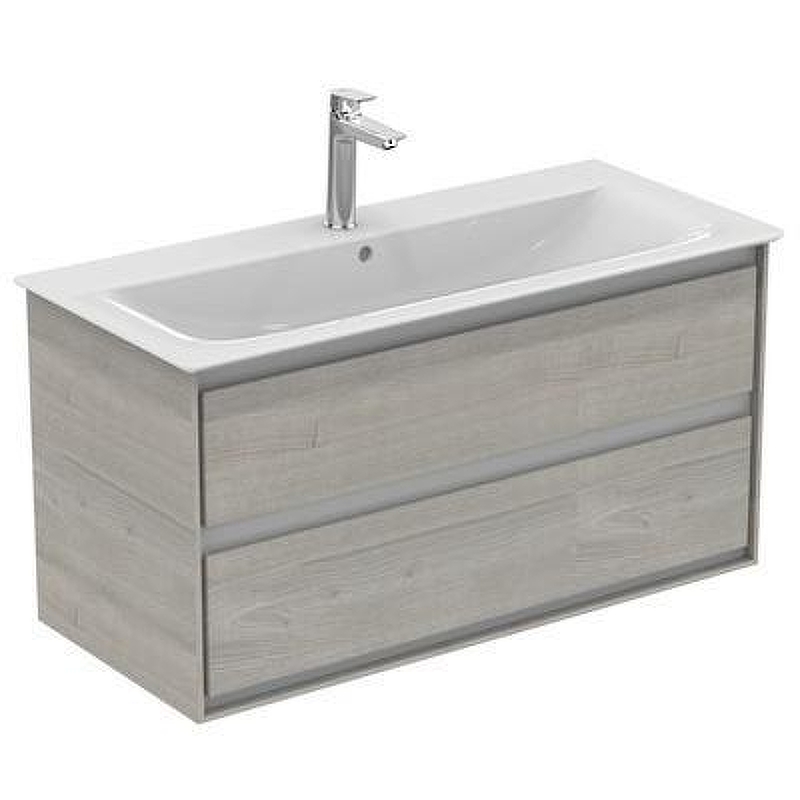 Тумба под раковину Ideal Standard Connect Air 100 E0821PS подвесная цвет Wood Light Grey + Matt White (Светло-серое дерево + Белый матовый)