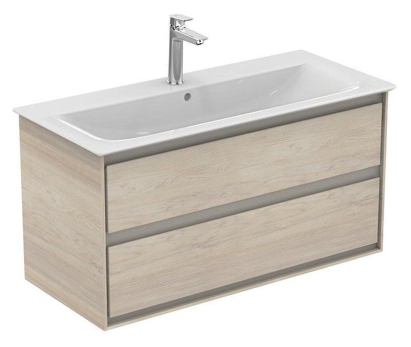 Тумба под раковину Ideal Standard Connect Air 100 E0821UK подвесная цвет Wood light brown + Matt Light Brown (Светло-коричневое дерево + Светло-коричневый матовый)