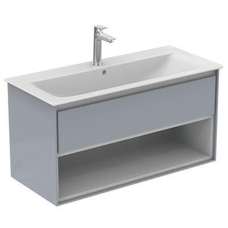 Тумба под раковину Ideal Standard Connect Air 100 E0828EQ подвесная цвет Glossy Light Grey + Matt White (Светло-серый глянцевый + Белый матовый)