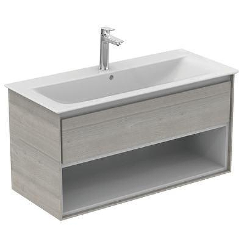 Тумба под раковину Ideal Standard Connect Air 100 E0828PS подвесная цвет Wood Light Grey + Matt White (Светло-серое дерево + Белый матовый)