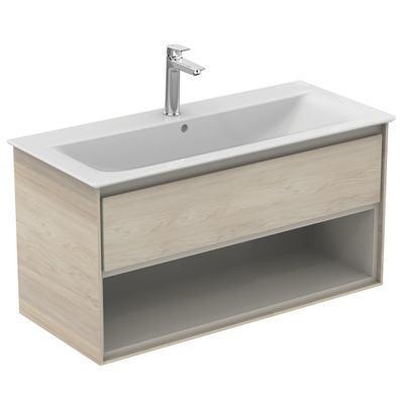 Тумба под раковину Ideal Standard Connect Air 100 E0828UK подвесная цвет Wood light brown + Matt Light Brown (Светло-коричневое дерево + Светло-коричневый матовый)