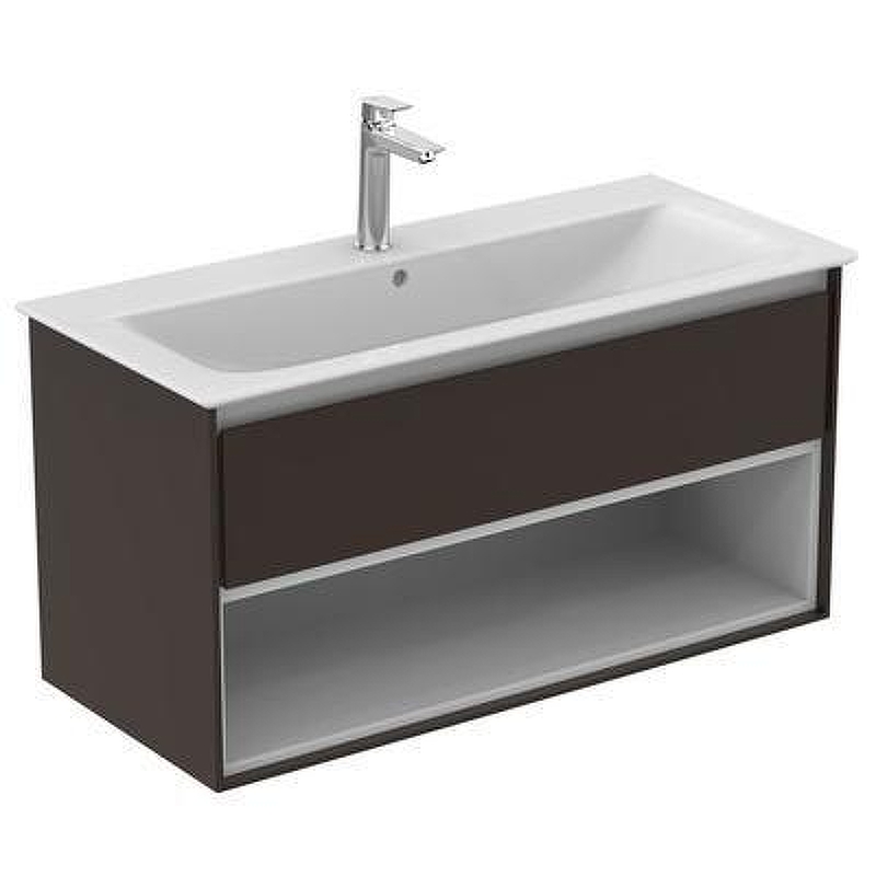 Тумба под раковину Ideal Standard Connect Air 100 E0828VY подвесная цвет Matt Dark Brown + Matt White (Темно-коричневый матовый + Белый матовый)