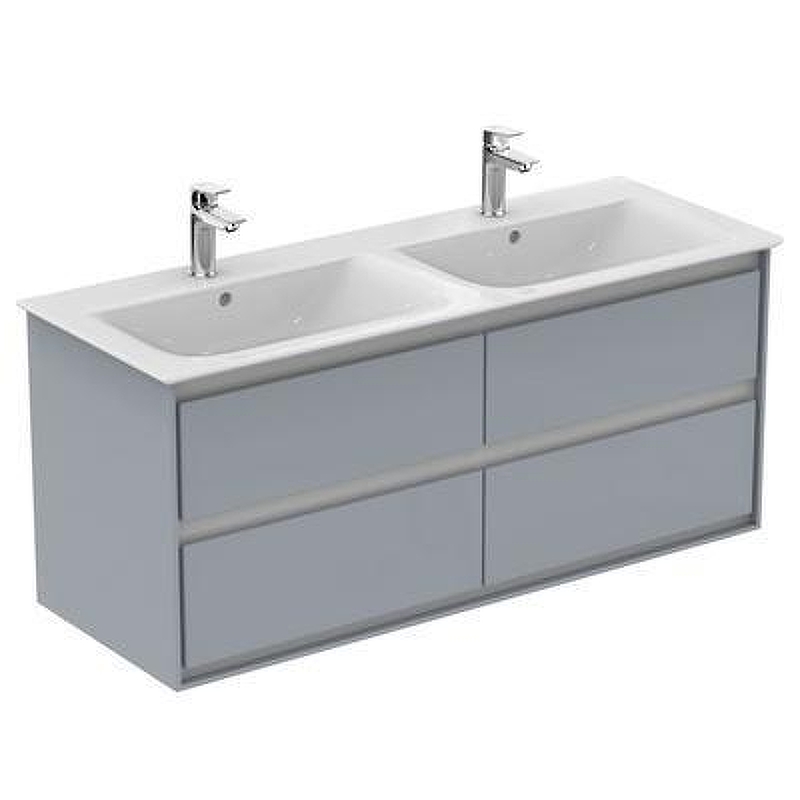 Тумба под раковину Ideal Standard Connect Air 120 E0822EQ подвесная цвет Glossy Light Grey + Matt White (Светло-серый глянцевый + Белый матовый)