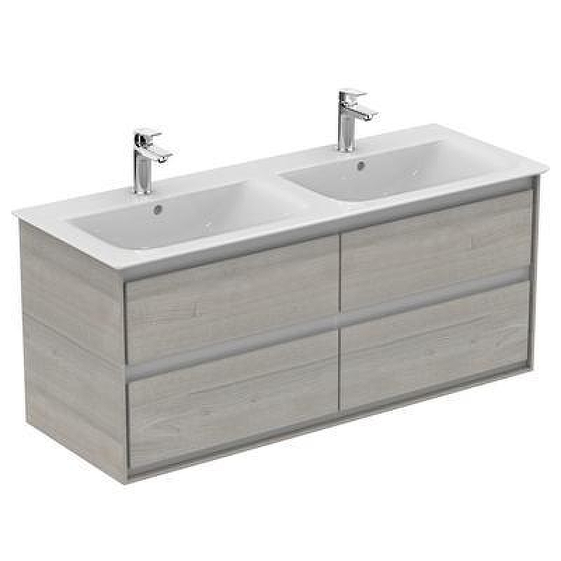 Тумба под раковину Ideal Standard Connect Air 120 E0822PS подвесная цвет Wood Light Grey + Matt White (Светло-серое дерево + Белый матовый)