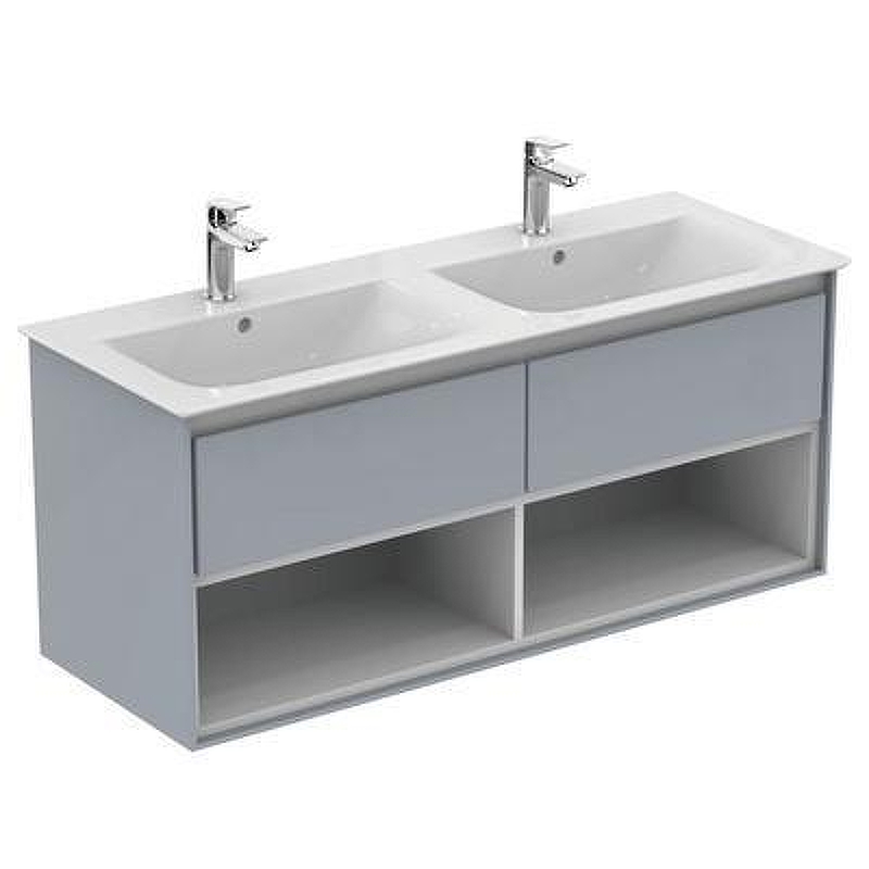 Тумба под раковину Ideal Standard Connect Air 120 E0829EQ подвесная цвет Glossy Light Grey + Matt White (Светло-серый глянцевый + Белый матовый)