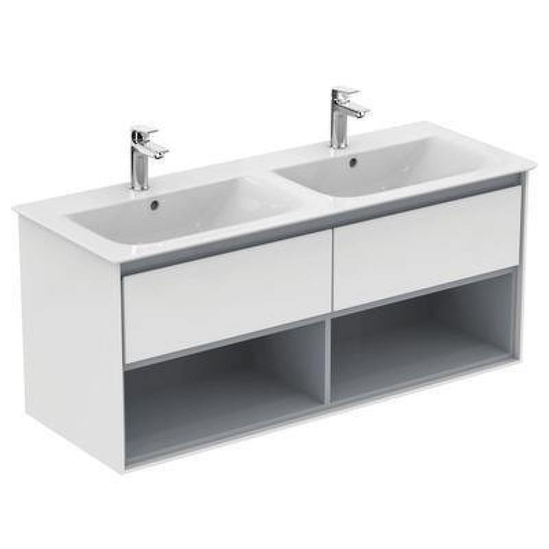 Тумба под раковину Ideal Standard Connect Air 120 E0829KN подвесная цвет Glossy White + Matt Light Grey (Белый глянцевый + Светло-серый матовый)