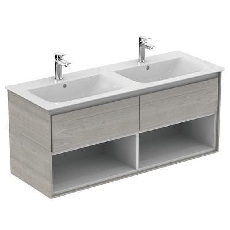 Тумба под раковину Ideal Standard Connect Air 120 E0829PS подвесная цвет Wood Light Grey + Matt White (Светло-серое дерево + Белый матовый)